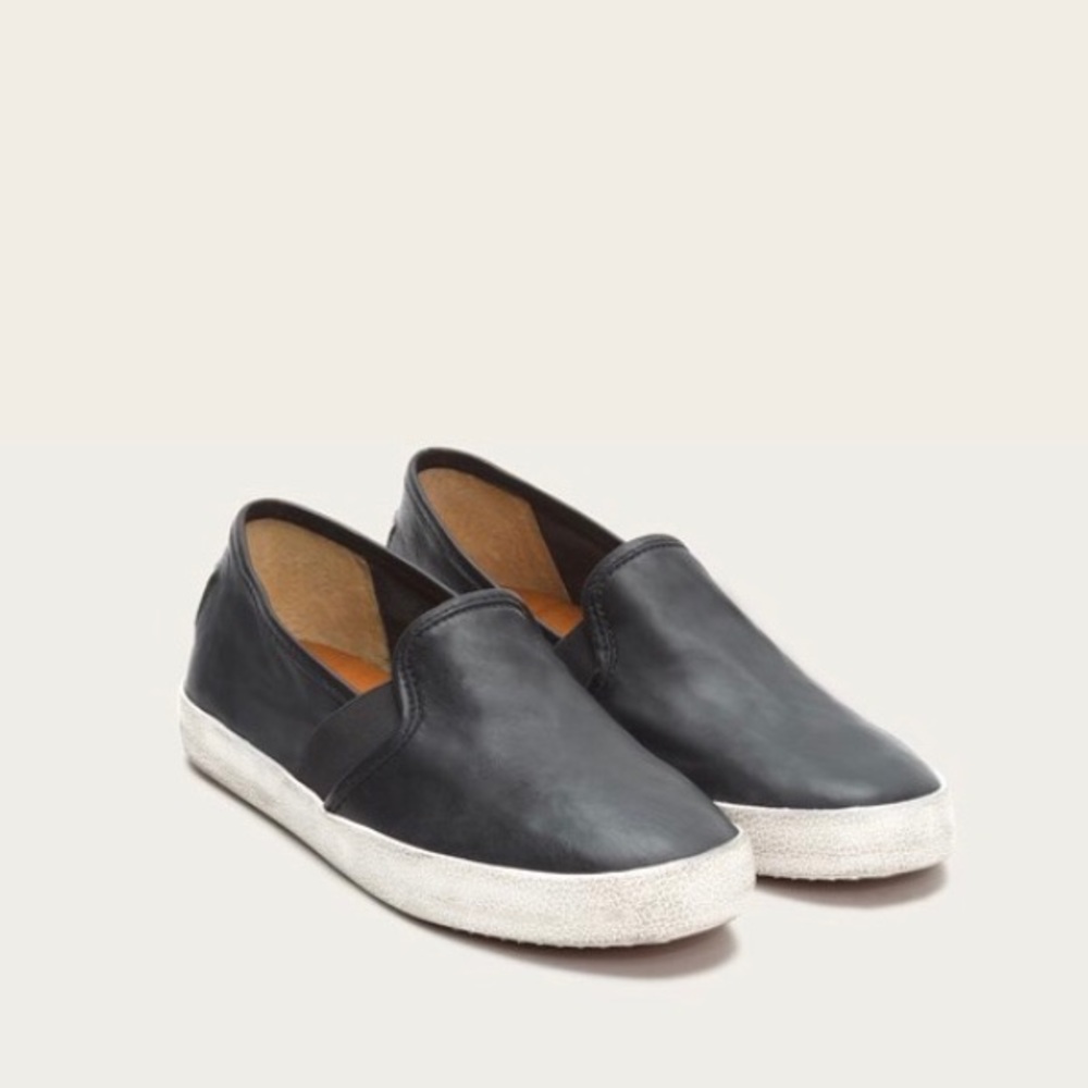 Frye Dylan Black Leather Slip-on Sneakers 9.5 NWOB